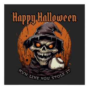 Happy Halloween,baseball player Poster