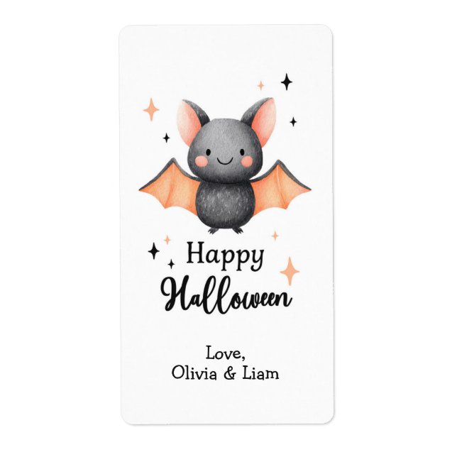Happy Halloween Bat Custom Shipping Labels (Front)