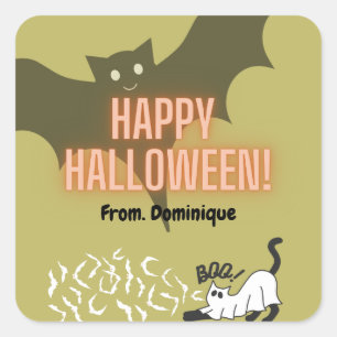 Happy Halloween bat cute cat gift stickers