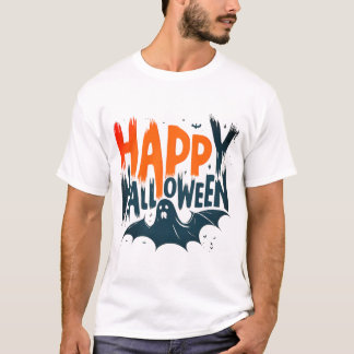 Happy Halloween Bat Ghost Graphic Scary Spooky T-Shirt