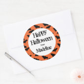 Happy Halloween Bat Pattern Kids Personalised Classic Round Sticker (Envelope)