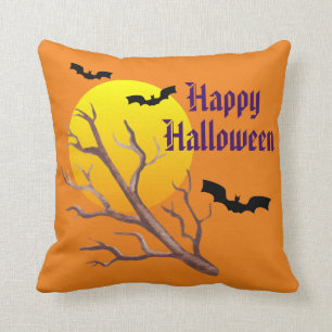 Happy Halloween Bats And The Moon Cushion