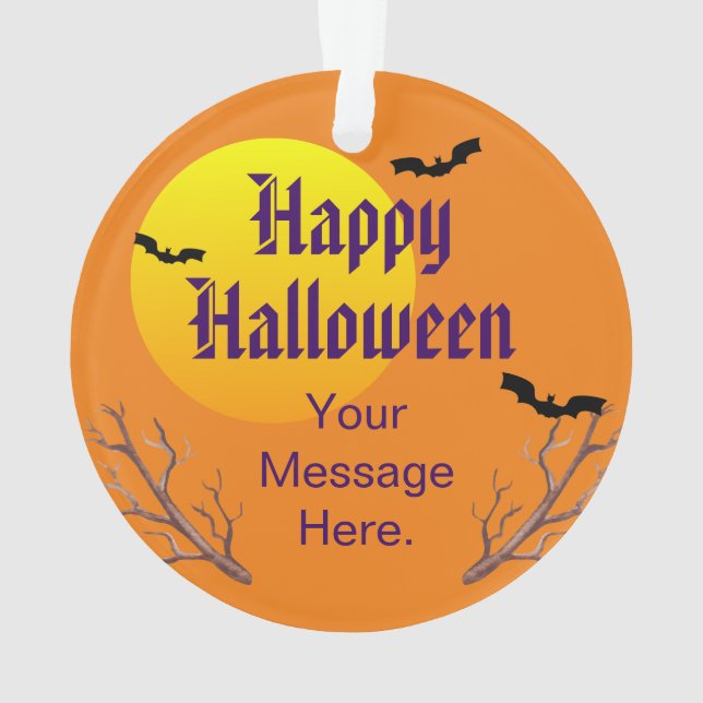 Happy Halloween Bats And The Moon Ornament (Back)
