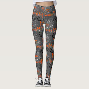 Happy Halloween Bats At Night Leggings