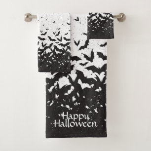 Happy Halloween Bats Bath Towel Set