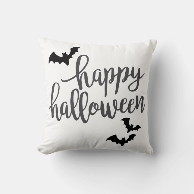 Happy Halloween Bats Cushion (Front)