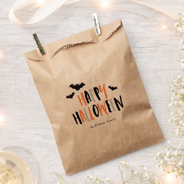 Happy Halloween Bats Favour Bag (Clipped)