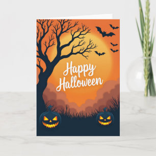 Happy Halloween Bats Flying Card