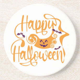 Happy Halloween bats jack o lantern Coaster