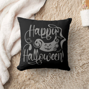 Happy Halloween bats jack o lantern Cushion