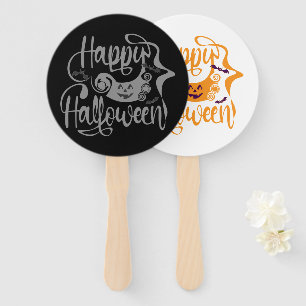 Happy Halloween bats jack o lantern Hand Fan