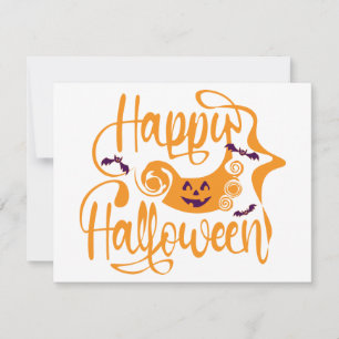 Happy Halloween bats  jack o lantern Invitation