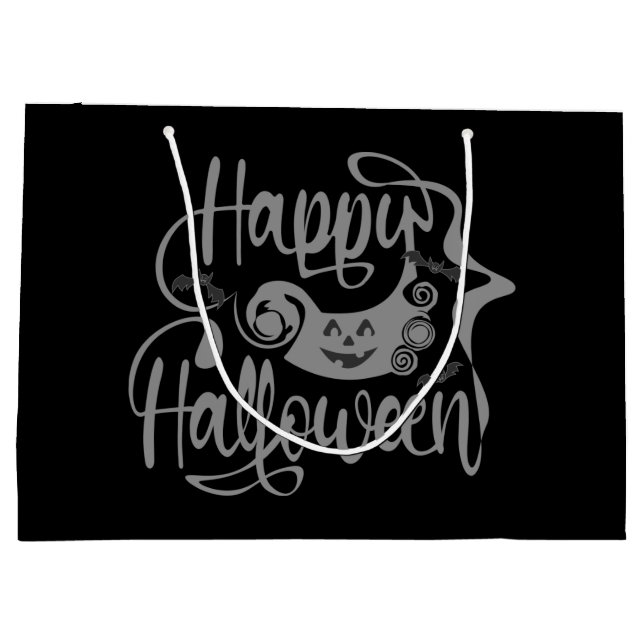 Happy Halloween bats  jack o lantern Large Gift Bag (Back)
