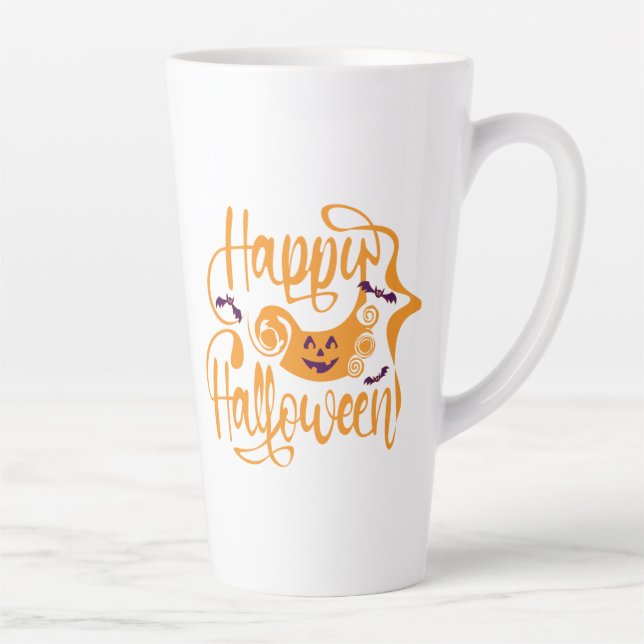 Happy Halloween bats  jack o lantern   Latte Mug (Right)