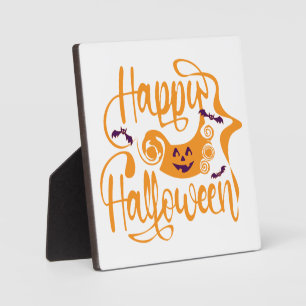 Happy Halloween bats jack o lantern Plaque