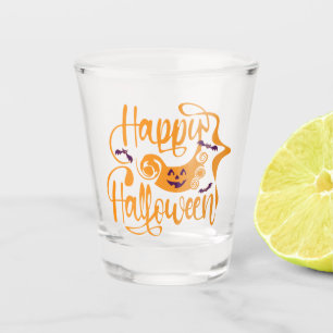 Happy Halloween bats  jack o lantern Shot Glass
