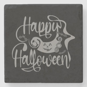 Happy Halloween bats jack o lantern Stone Coaster