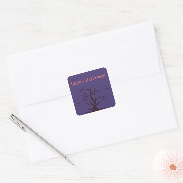 Happy Halloween Bats Square Sticker (Envelope)