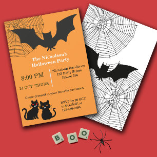 Happy Halloween Batty Cats Party Invitation