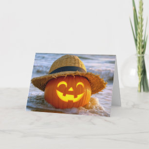 Happy Halloween Beach Jack-o-lantern Card