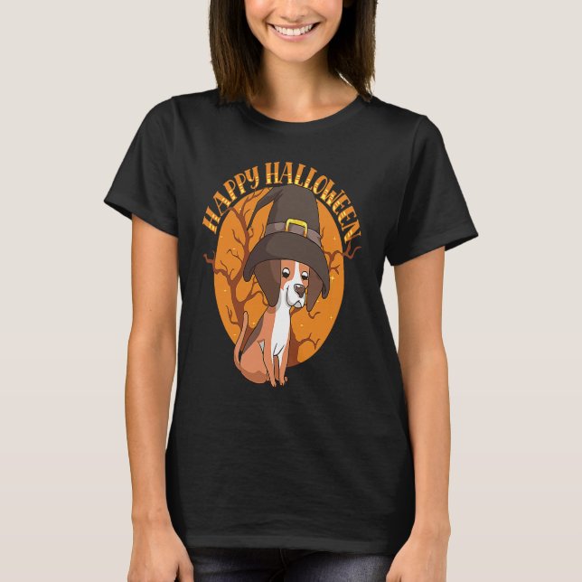 Happy Halloween Beagle Witch Dog  Animal Halloween T-Shirt (Front)
