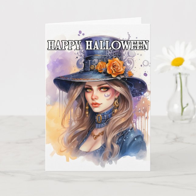 Happy Halloween | Beautiful Majestic Witch Card (Small Plant)