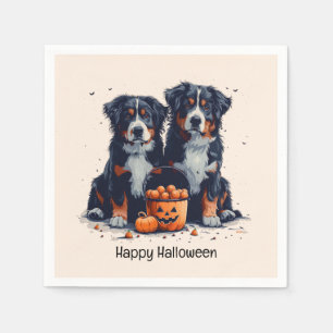 Happy Halloween Bernese Mountain Dogs Pumpkin Napkin