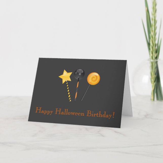 Happy Halloween Birthday! (Festive Lollipops) Card (Front)
