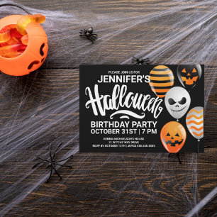 Happy Halloween Birthday    Party Invitation Postcard