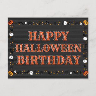 Happy Halloween Birthday Postcard