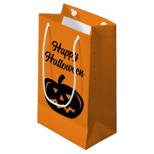 Happy Halloween black and orange jack a lantern Small Gift Bag