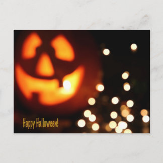Happy Halloween Black and Orange Pumpkin Post card