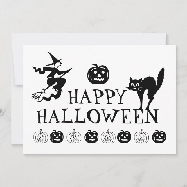 Happy Halloween black and white spooky Invitation (Front)