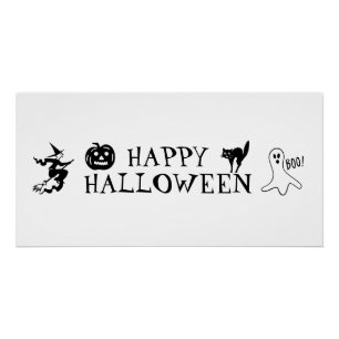 Happy Halloween black and white spooky Poster