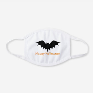 Happy Halloween Black Bat White Cotton Face Mask