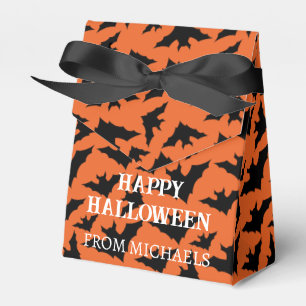 Happy Halloween black bats orange spooky pattern Favour Box