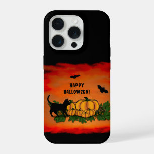 Happy Halloween , Black Cat , Bat and Pumpkin iPhone 15 Pro Case