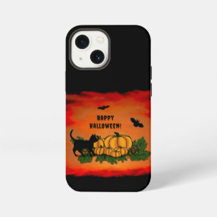 Happy Halloween , Black Cat , Bat and Pumpkin iPhone 13 Mini Case