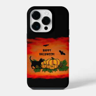 Happy Halloween , Black Cat , Bat and Pumpkin iPhone 14 Pro Case