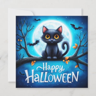 Happy Halloween Black Cat Card