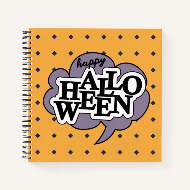 Happy halloween, black cat cartoon Spiral Notebook (Front)