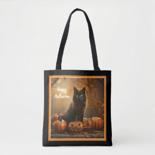 Happy Halloween Black Cat Collection Tote Bag