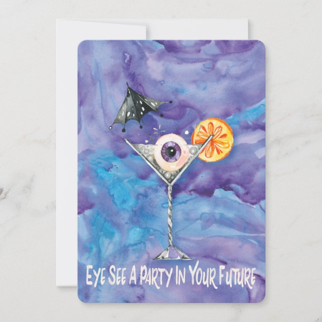 Happy Halloween Black Cat Costume Cocktail Party Invitation (Front)