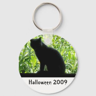 Happy Halloween Black Cat Key Ring