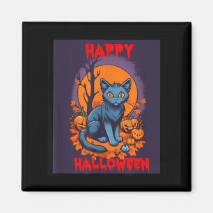 Happy Halloween Black Cat Magnet
