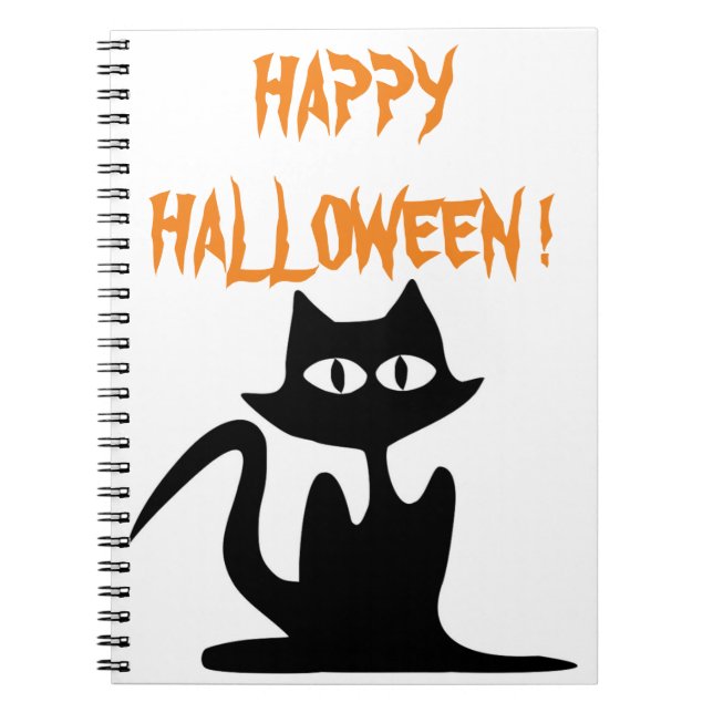 "HAPPY HALLOWEEN" BLACK CAT NOTEBOOK (Front)