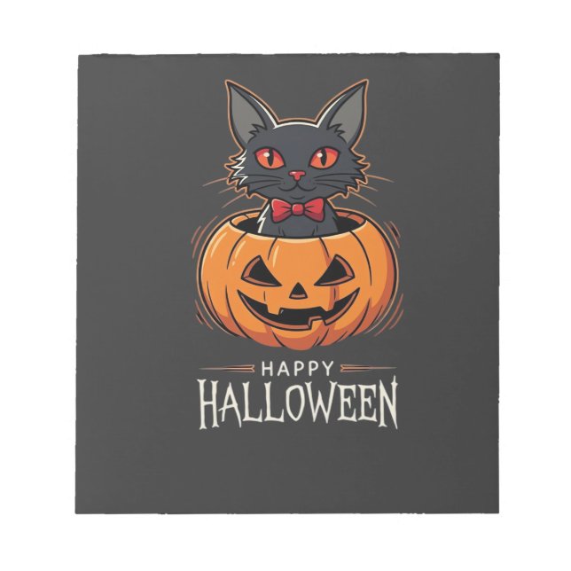 Happy Halloween Black Cat Pumpkin Design_1 Notepad (Front)