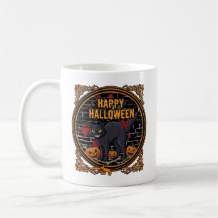Happy Halloween Black Cat Pumpkins Bones_1 Coffee Mug
