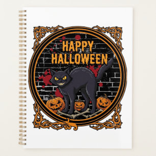 Happy Halloween Black Cat Pumpkins Bones_1 Planner