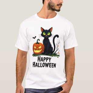 Happy Halloween Black Cat Rescue T-shirt Pumpkin